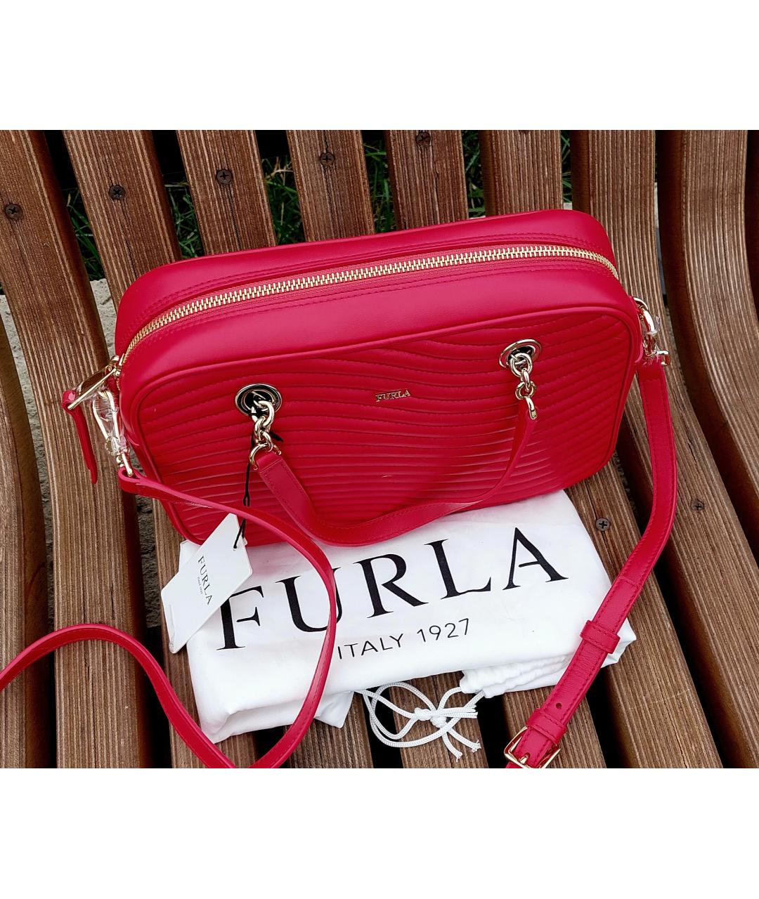 FURLA Красная кожаная сумка через плечо, фото 5