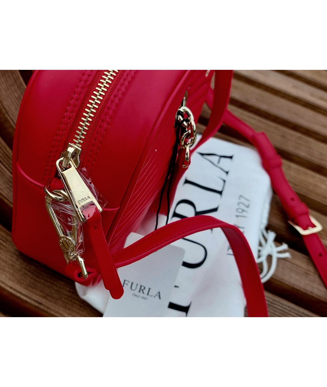 FURLA Красная кожаная сумка через плечо, фото 6
