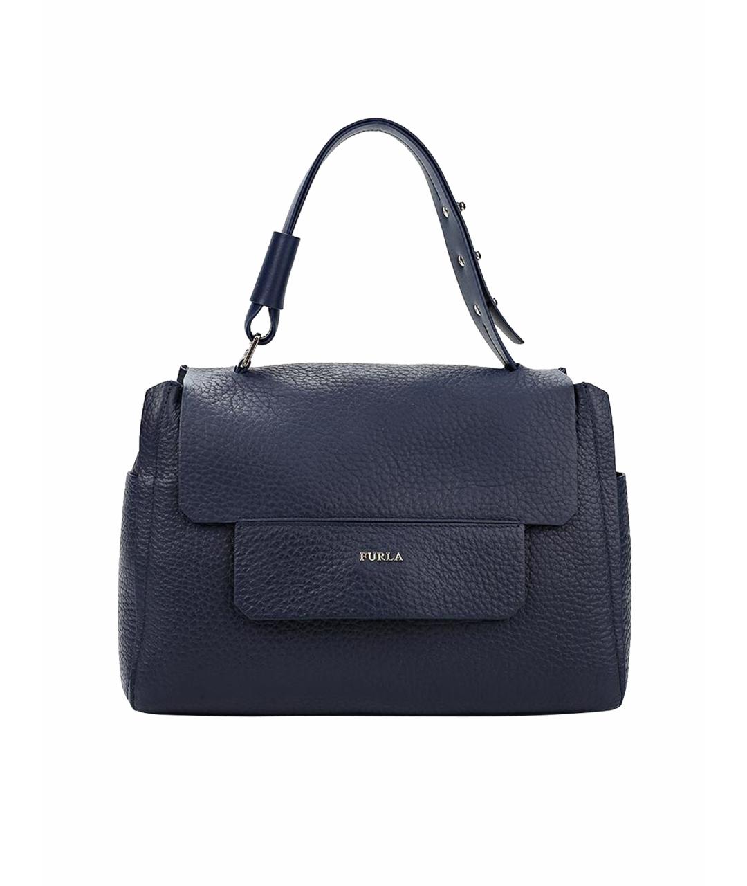 FURLA Темно-синяя кожаная сумка тоут, фото 1