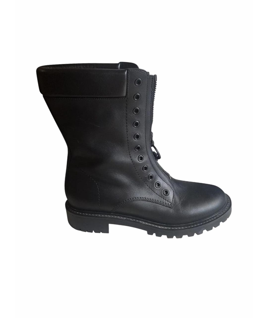 CHRISTIAN DIOR Черные кожаные ботинки, фото 1