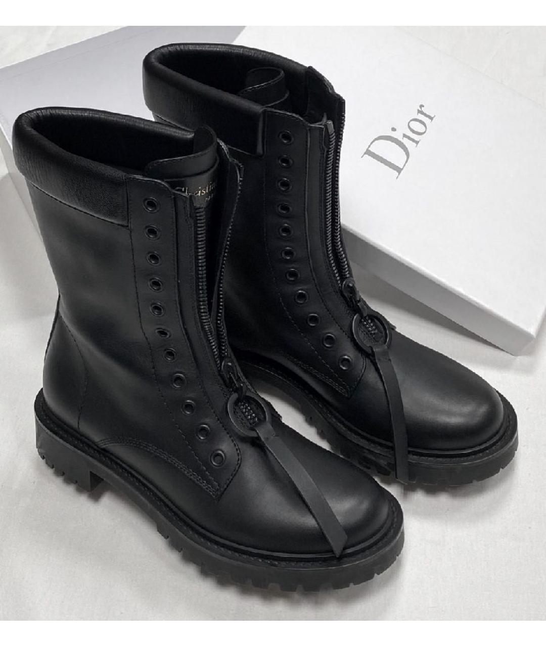 CHRISTIAN DIOR Черные кожаные ботинки, фото 3