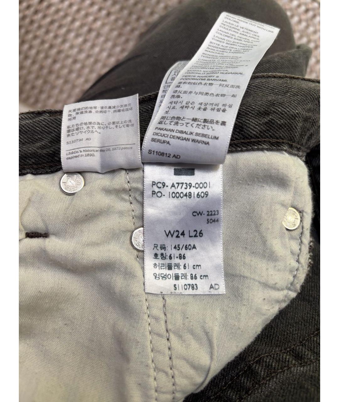 LEVI'S Антрацитовые хлопковые прямые джинсы, фото 7