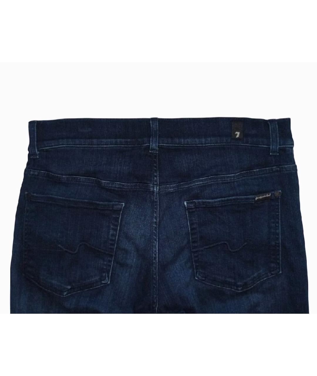 7 FOR ALL MANKIND Темно-синие хлопко-полиэстеровые джинсы скинни, фото 6
