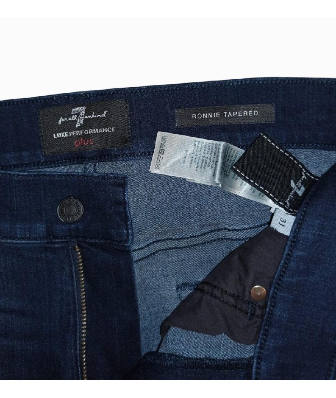 7 FOR ALL MANKIND Темно-синие хлопко-полиэстеровые джинсы скинни, фото 4