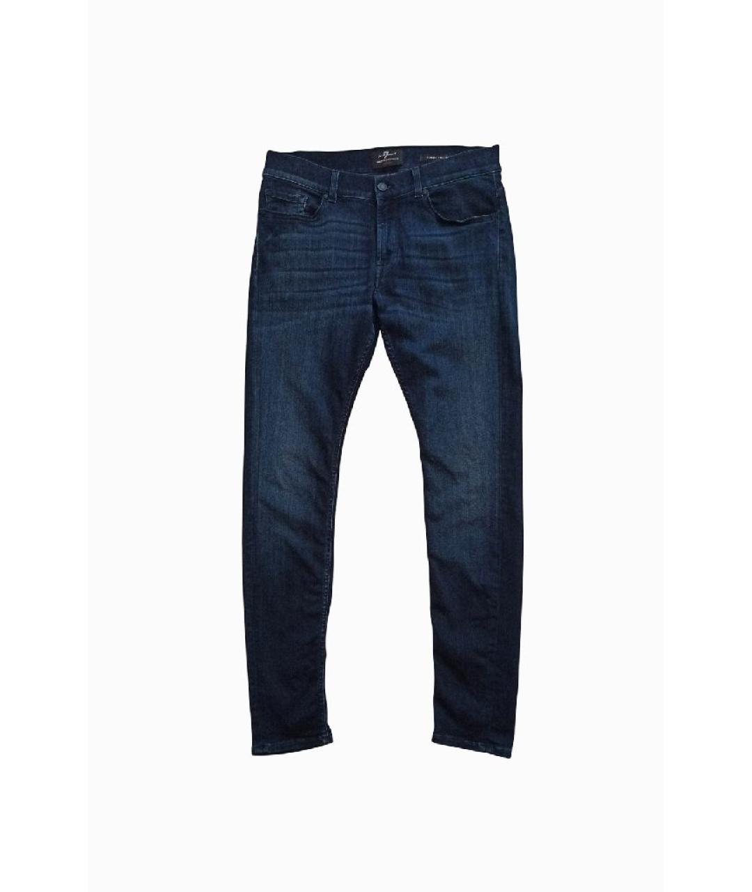 7 FOR ALL MANKIND Темно-синие хлопко-полиэстеровые джинсы скинни, фото 9