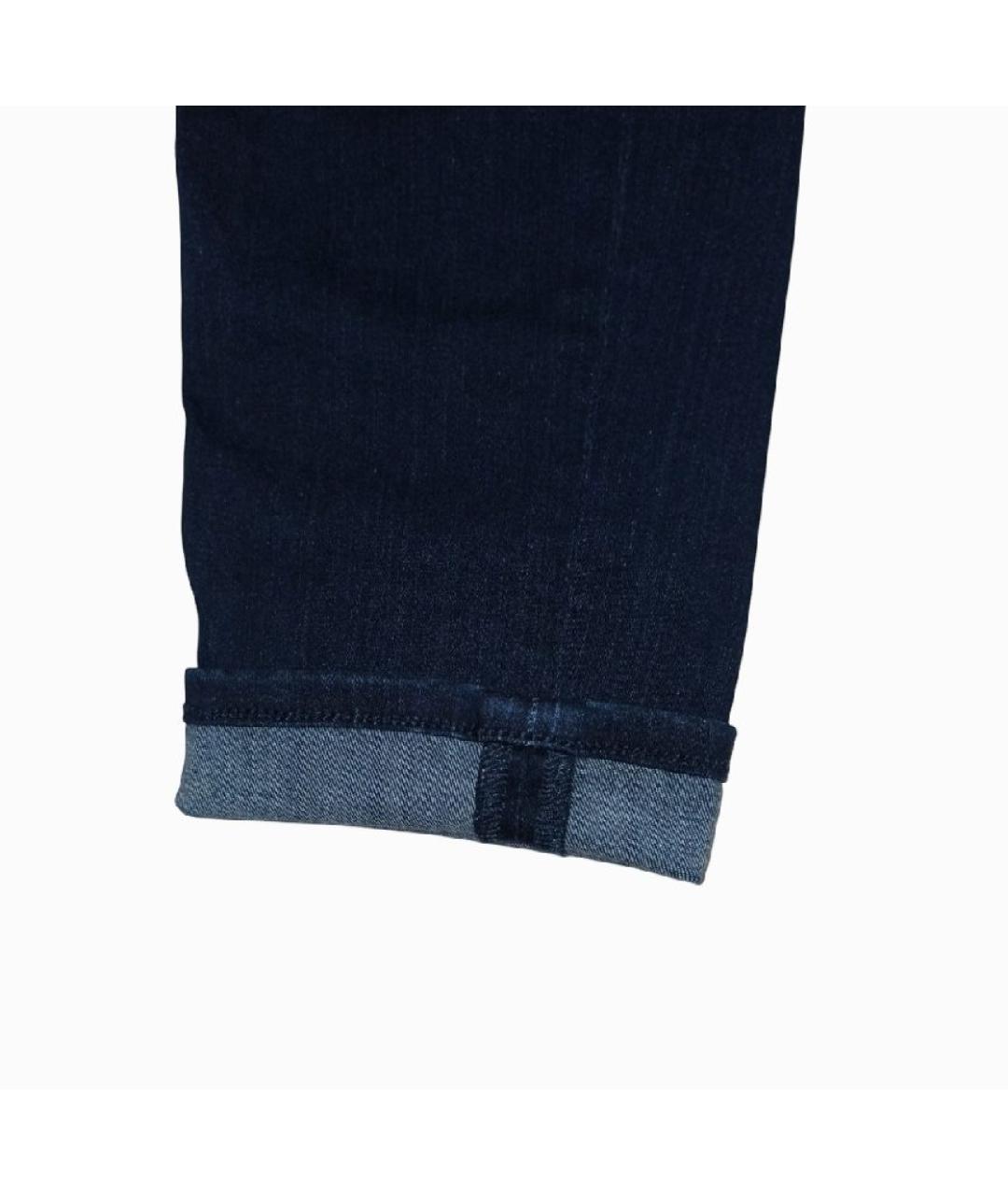 7 FOR ALL MANKIND Темно-синие хлопко-полиэстеровые джинсы скинни, фото 8