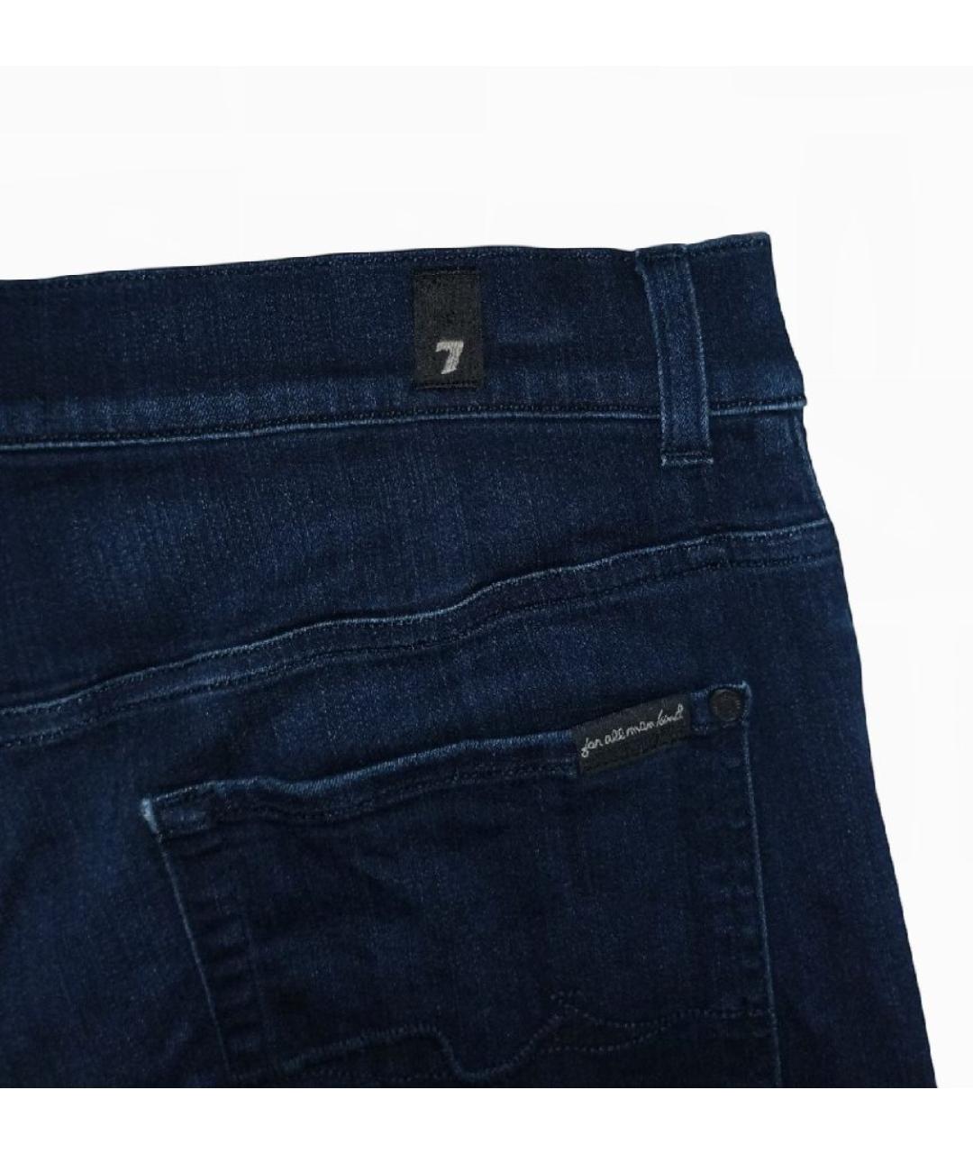 7 FOR ALL MANKIND Темно-синие хлопко-полиэстеровые джинсы скинни, фото 7
