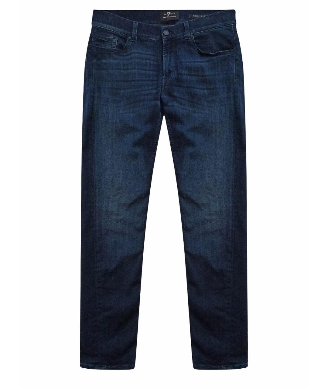 7 FOR ALL MANKIND Темно-синие хлопко-полиэстеровые джинсы скинни, фото 1