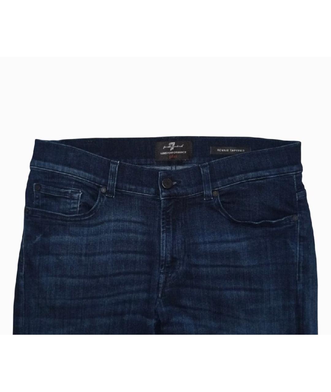 7 FOR ALL MANKIND Темно-синие хлопко-полиэстеровые джинсы скинни, фото 2