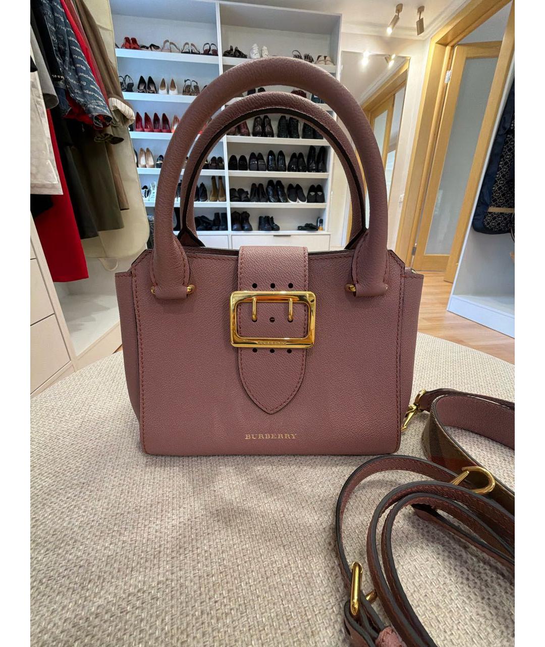 BURBERRY Розовая кожаная сумка с короткими ручками, фото 7