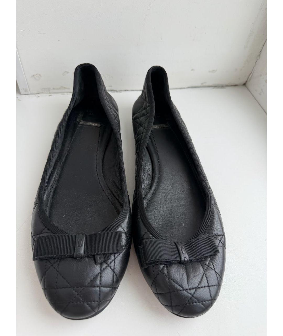 CHRISTIAN DIOR Черные кожаные балетки, фото 2