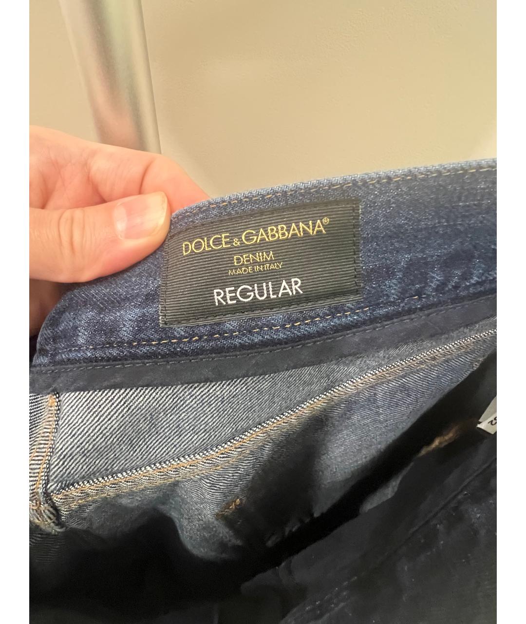 DOLCE&GABBANA Синие хлопковые джинсы, фото 4
