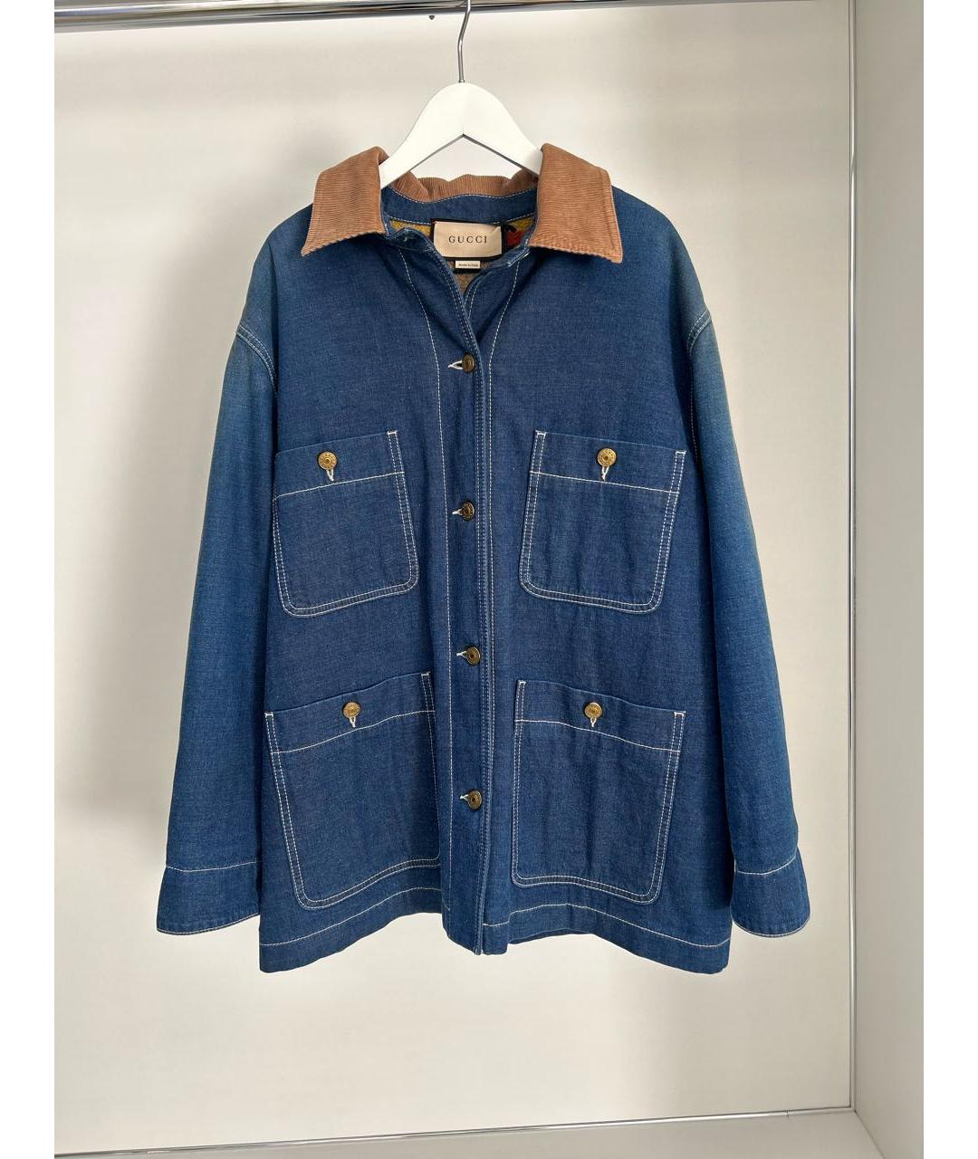 GUCCI Синяя хлопковая куртка, фото 9