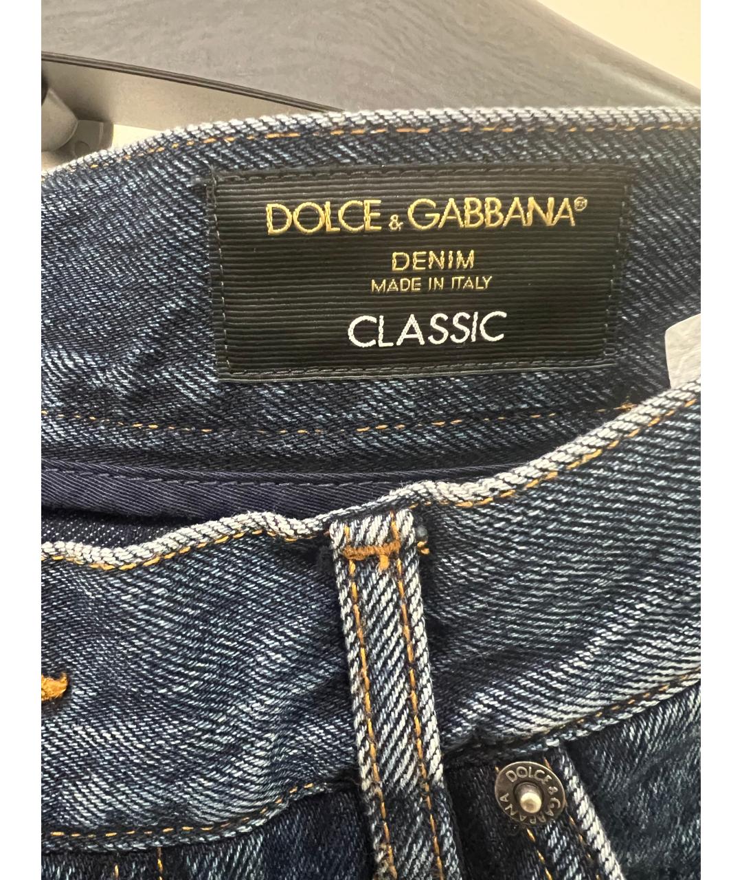 DOLCE&GABBANA Синие хлопковые джинсы, фото 4