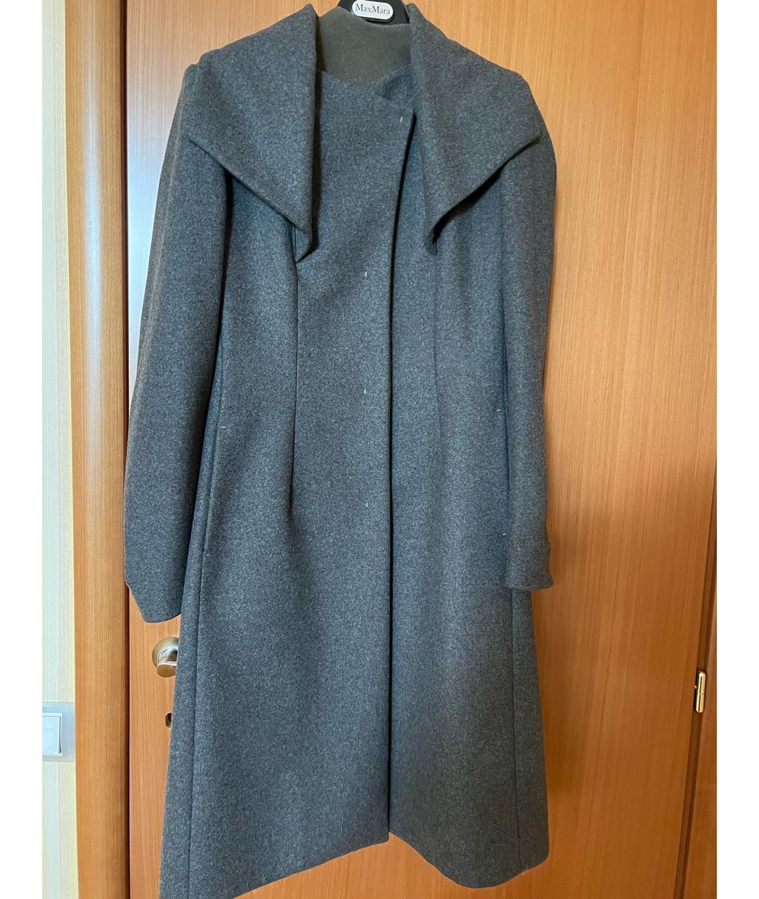 SPORTMAX Серое шерстяное пальто, фото 4