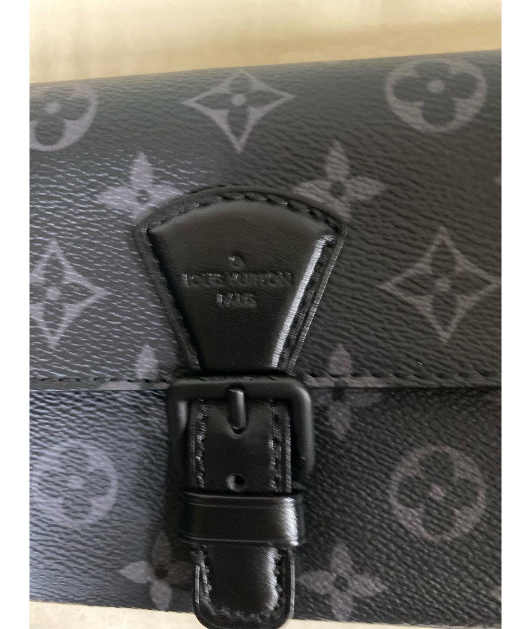 LOUIS VUITTON Антрацитовая сумка на плечо из канвы, фото 4
