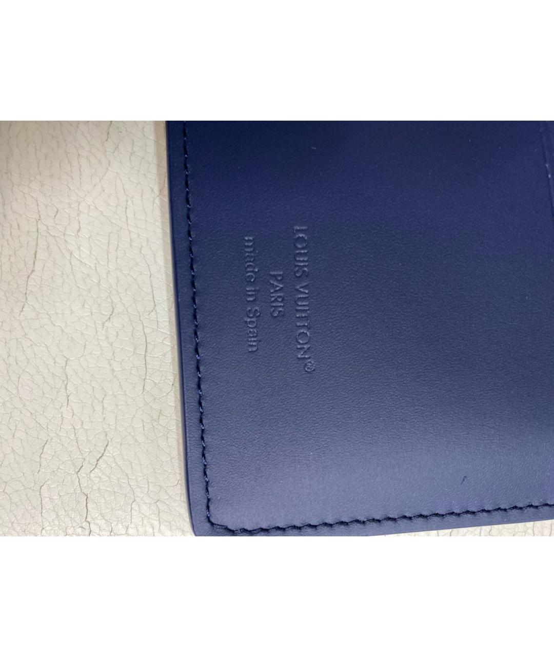 LOUIS VUITTON Темно-синий кожаный кошелек, фото 5