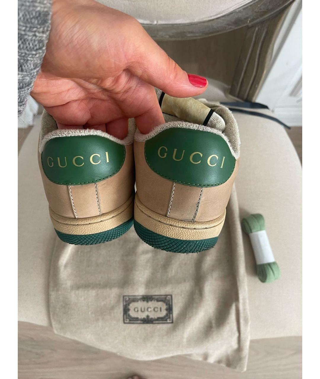 GUCCI Бежевые кожаные кеды, фото 4