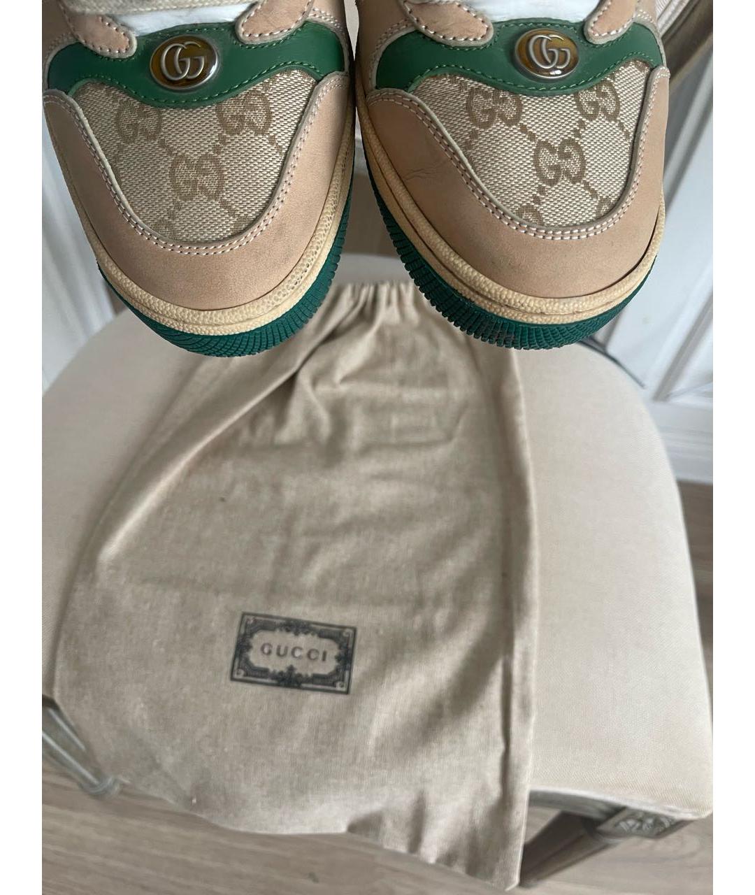GUCCI Бежевые кожаные кеды, фото 8