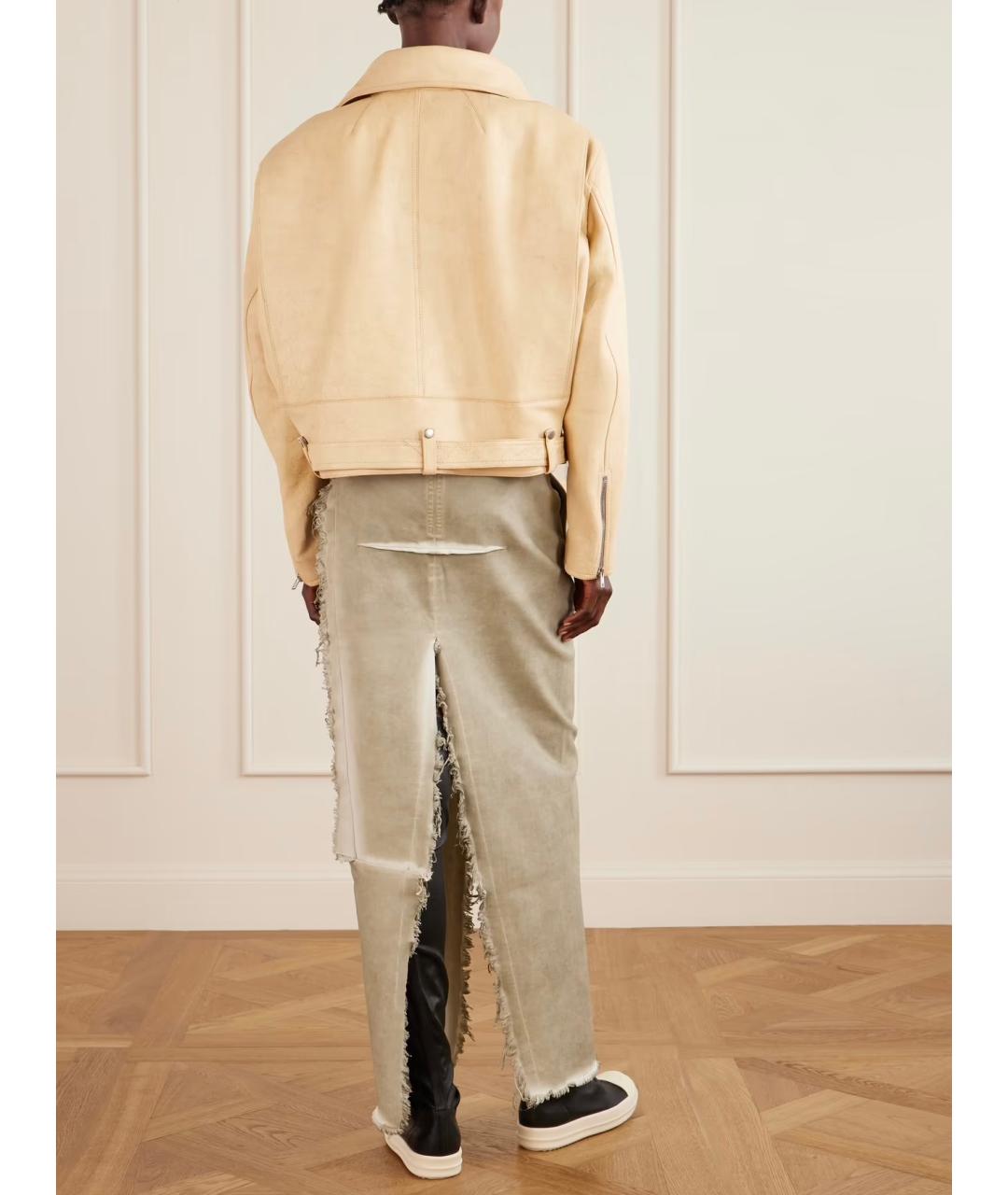 RICK OWENS Бежевая кожаная куртка, фото 4