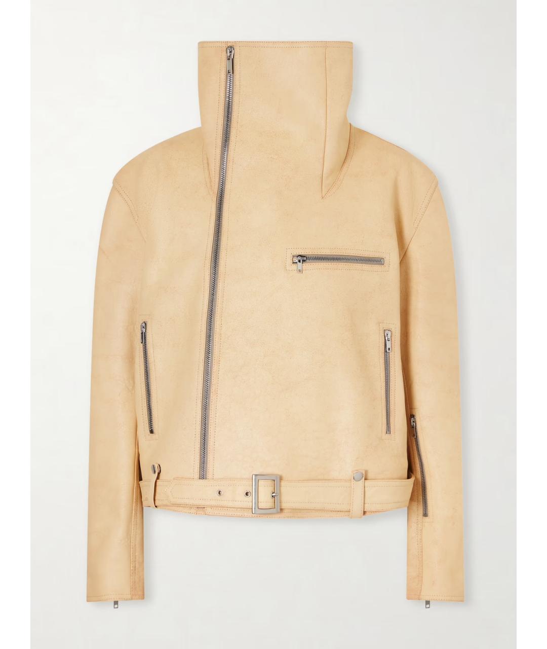 RICK OWENS Бежевая кожаная куртка, фото 6