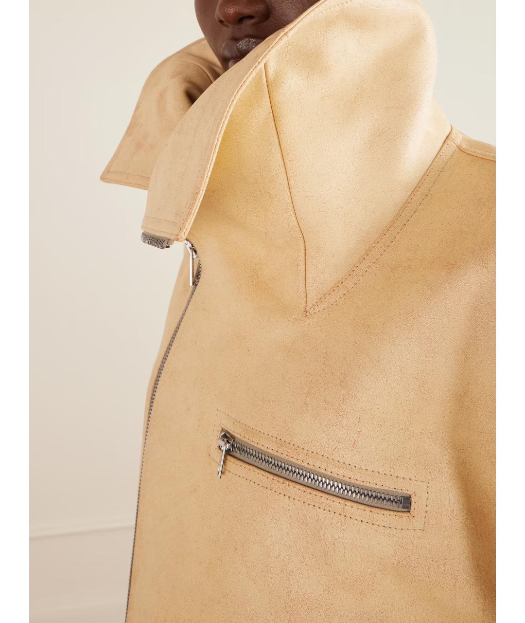 RICK OWENS Бежевая кожаная куртка, фото 5