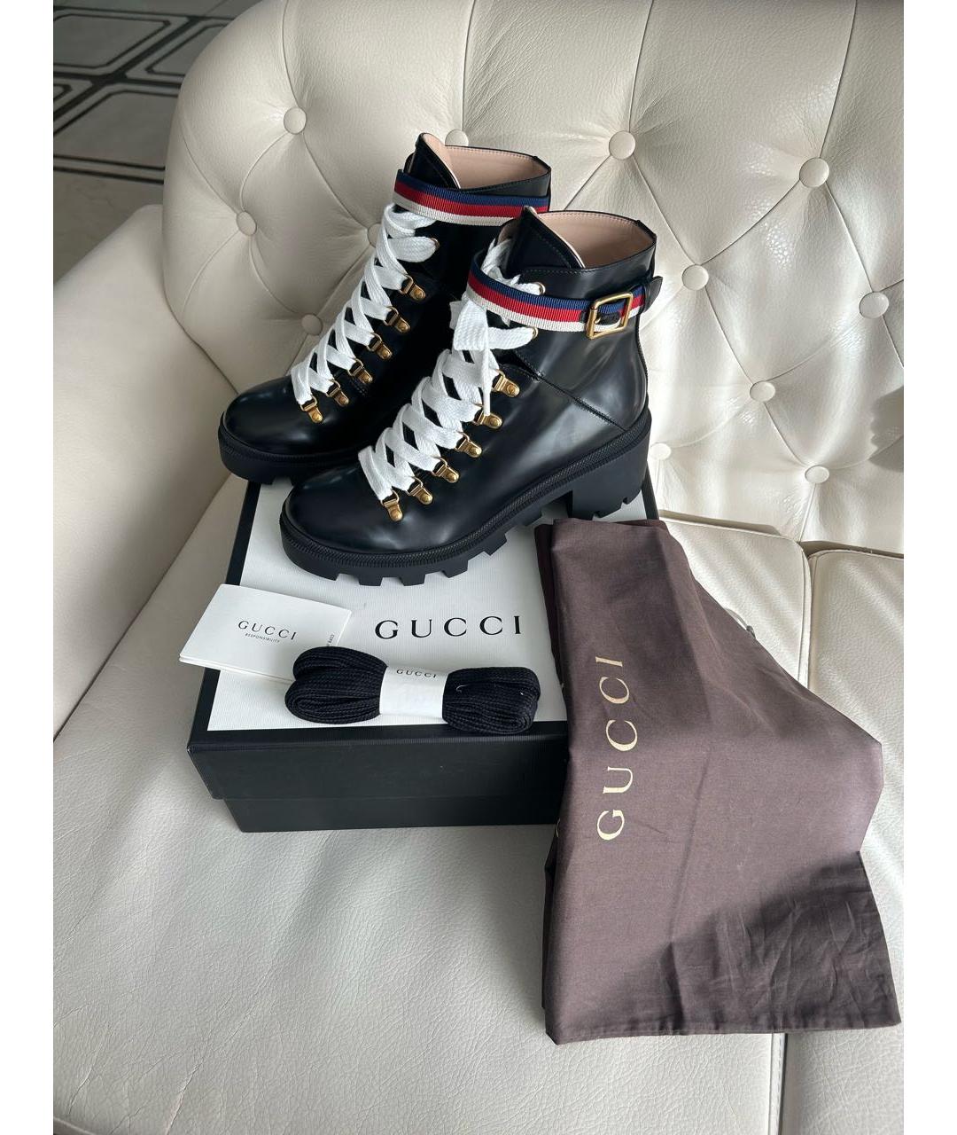 GUCCI Черные кожаные ботильоны, фото 8