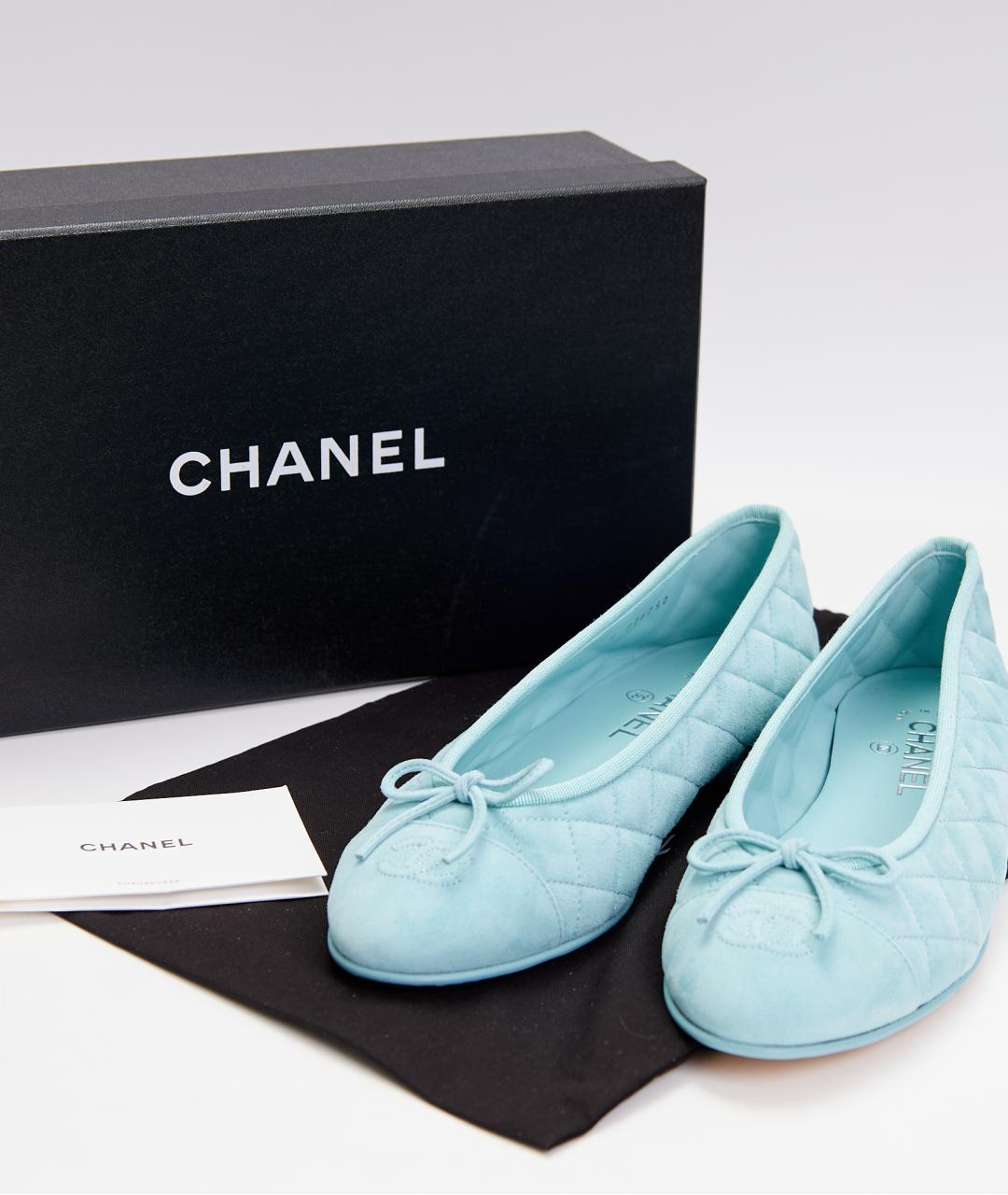 CHANEL Голубые кожаные балетки, фото 6
