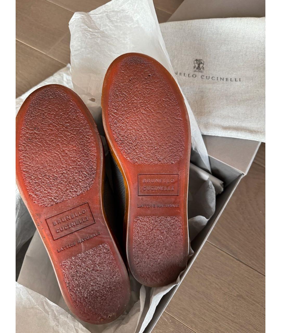 BRUNELLO CUCINELLI Антрацитовые кожаные высокие кроссовки / кеды, фото 6
