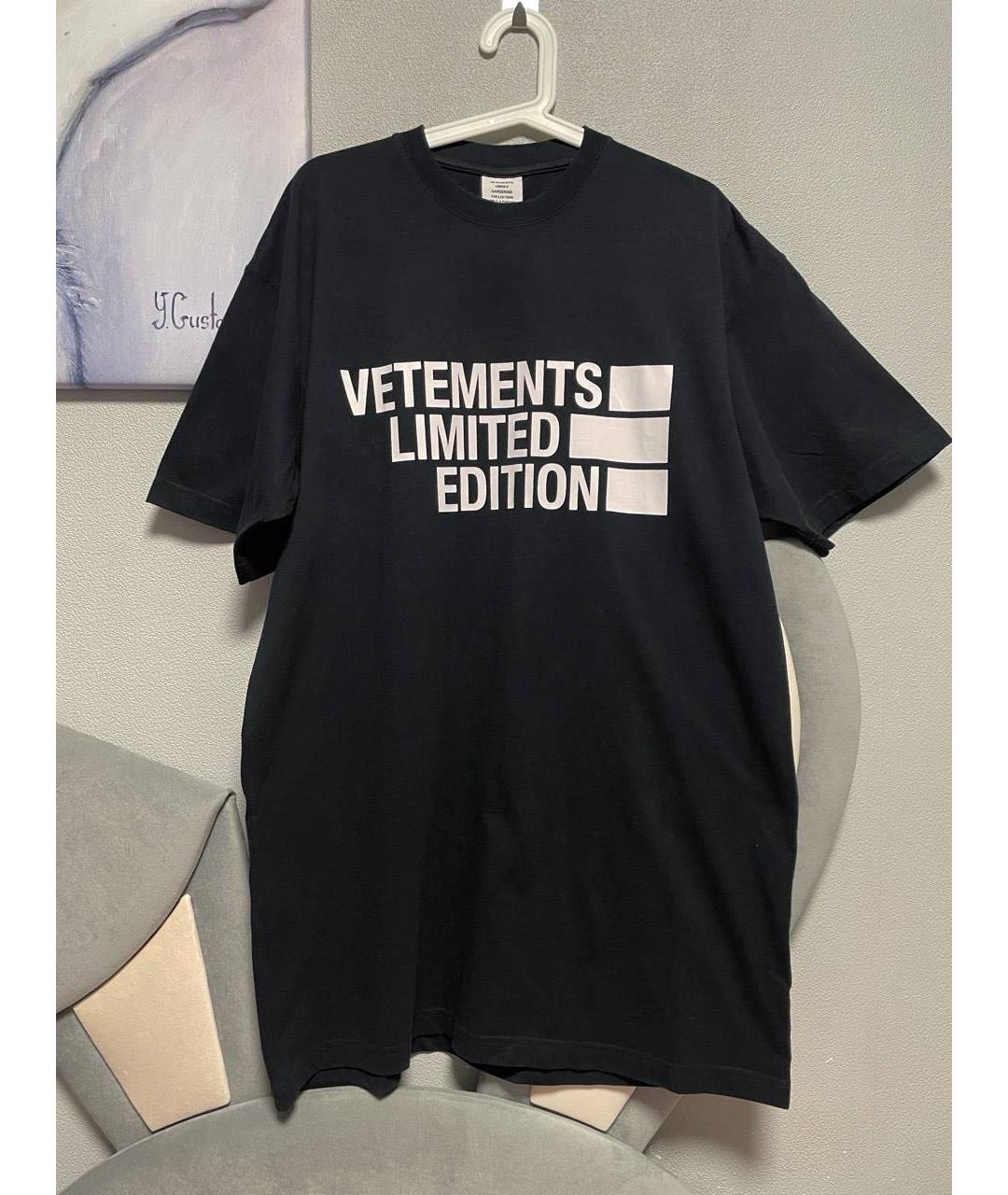 VETEMENTS Черная хлопковая футболка, фото 8