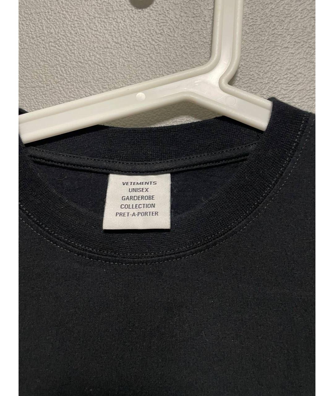 VETEMENTS Черная хлопковая футболка, фото 4