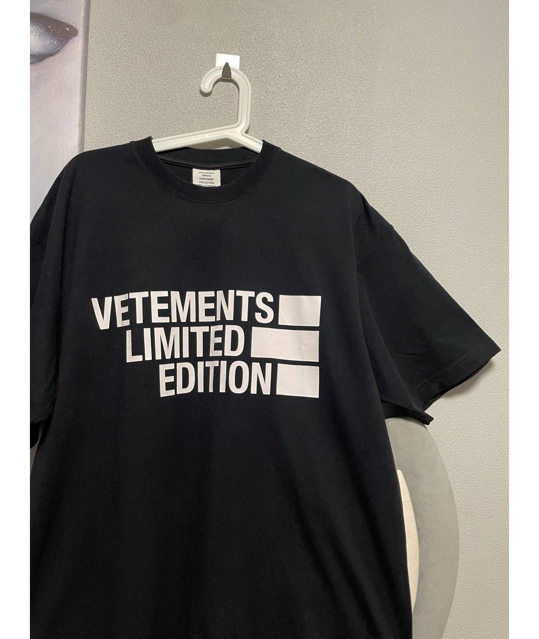 VETEMENTS Черная хлопковая футболка, фото 3