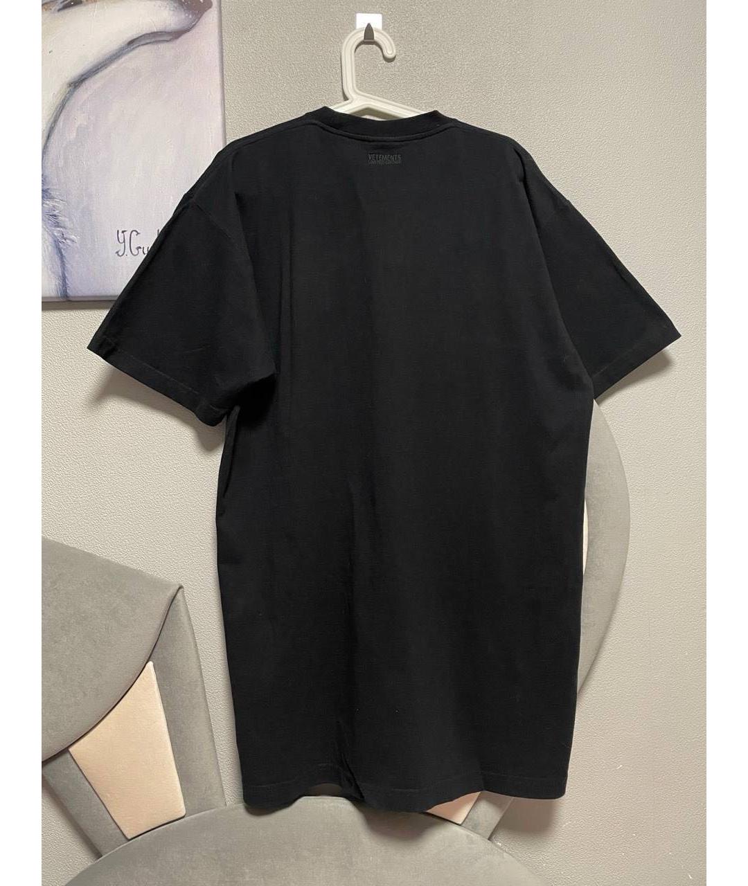 VETEMENTS Черная хлопковая футболка, фото 2