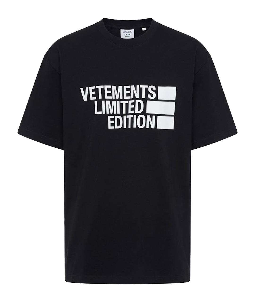 VETEMENTS Черная хлопковая футболка, фото 1