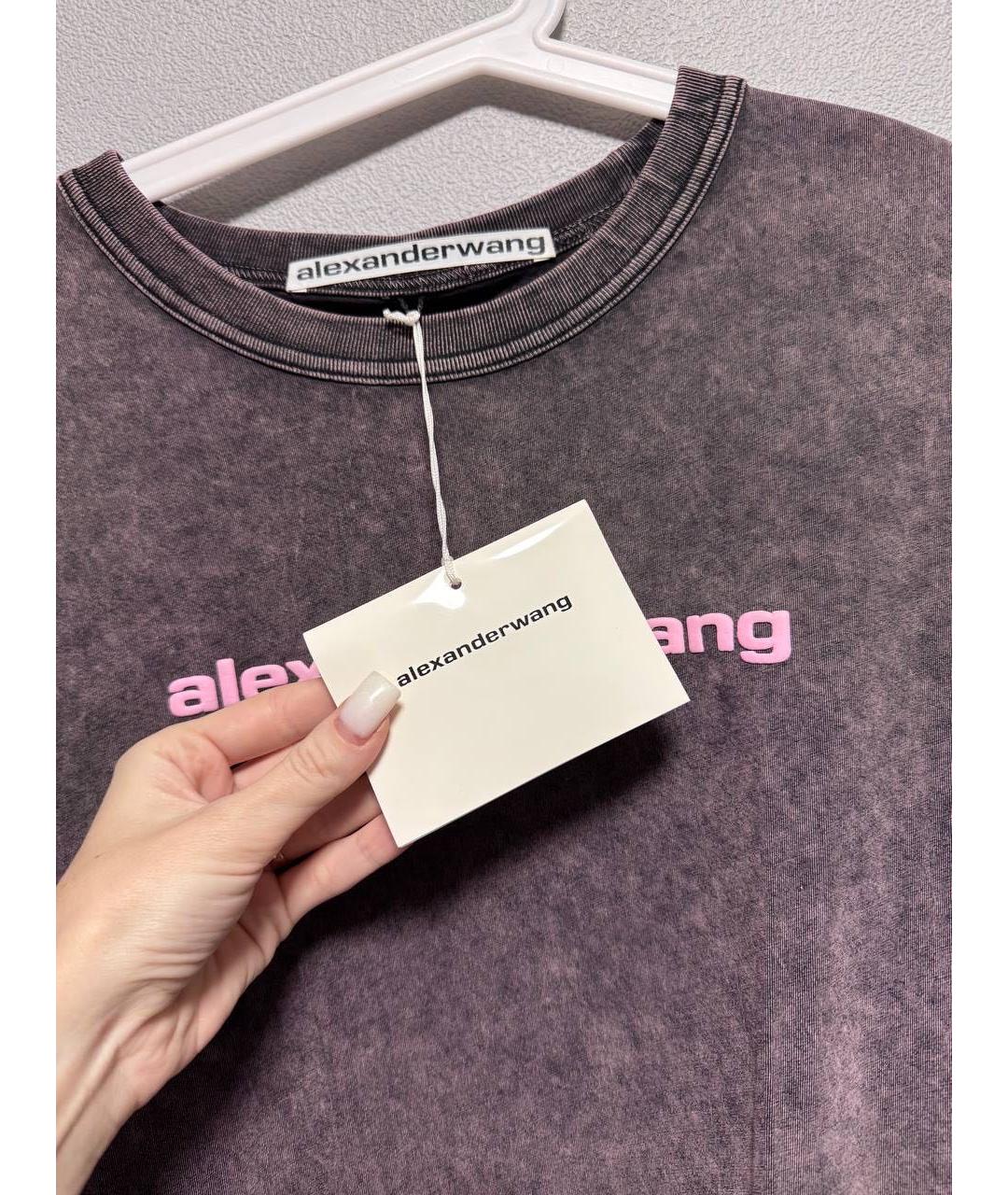 ALEXANDER WANG Серая хлопковая футболка, фото 3