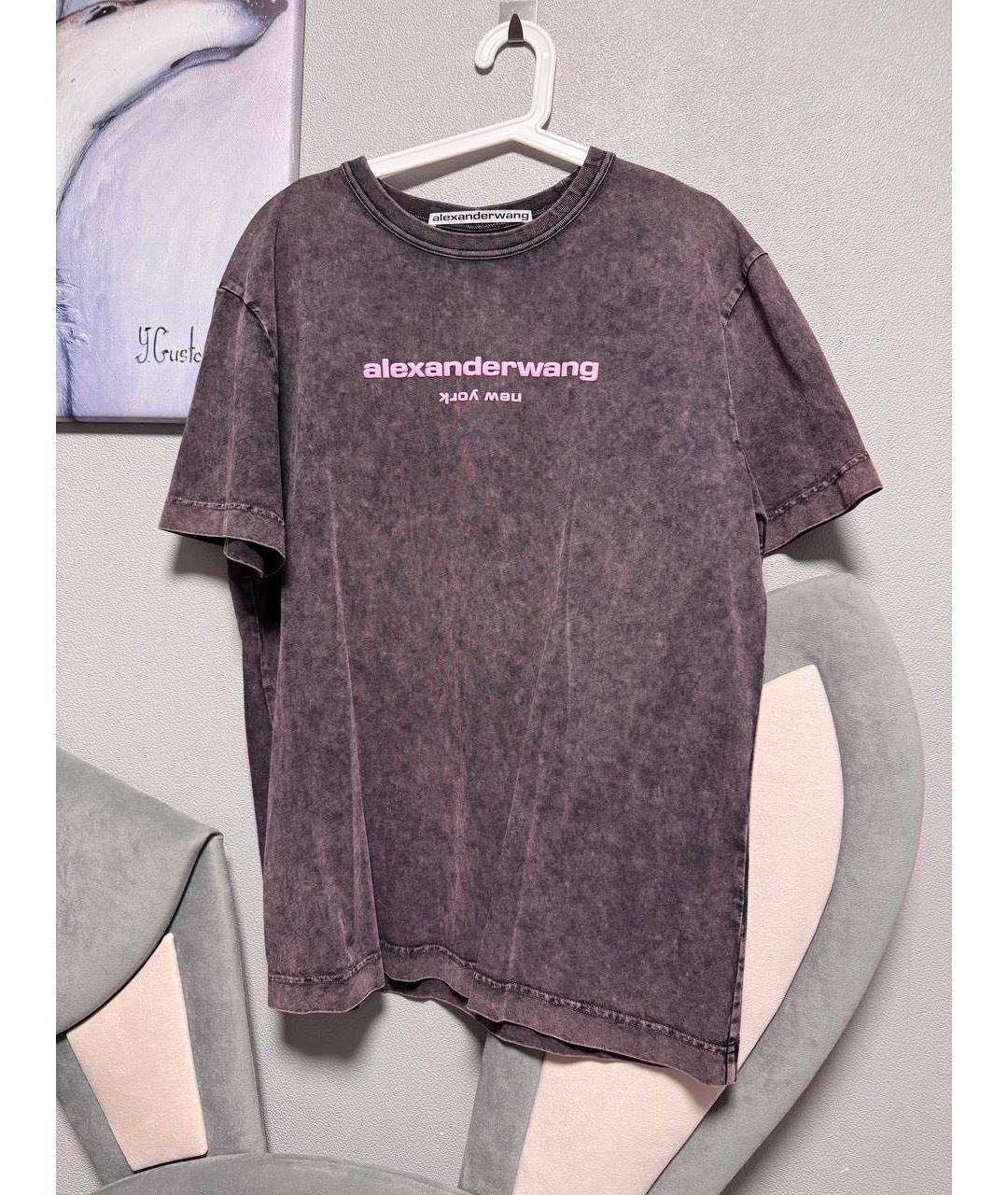 ALEXANDER WANG Серая хлопковая футболка, фото 8