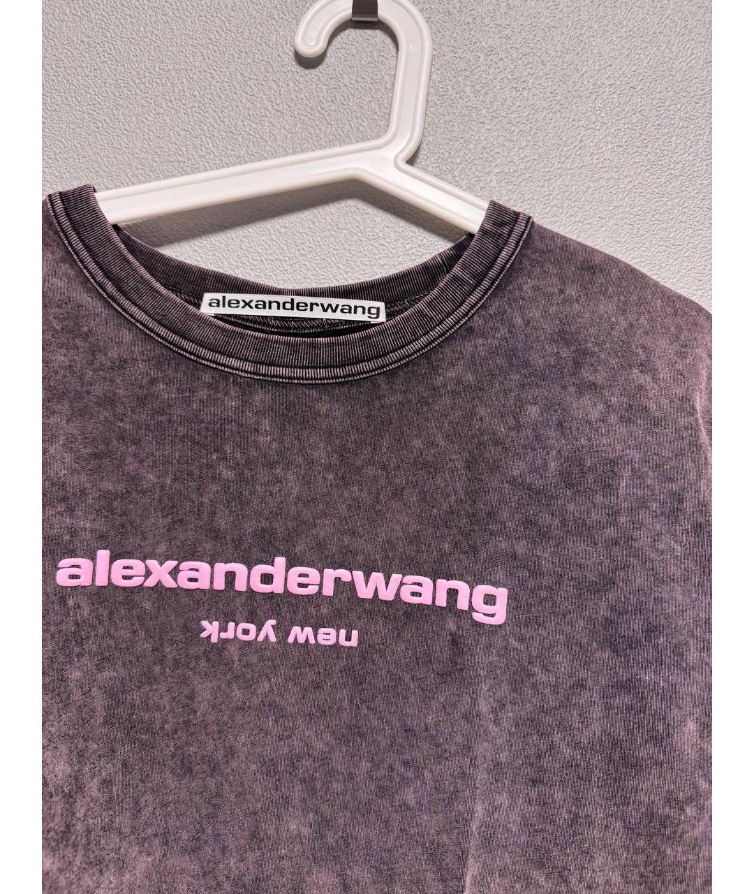 ALEXANDER WANG Серая хлопковая футболка, фото 4