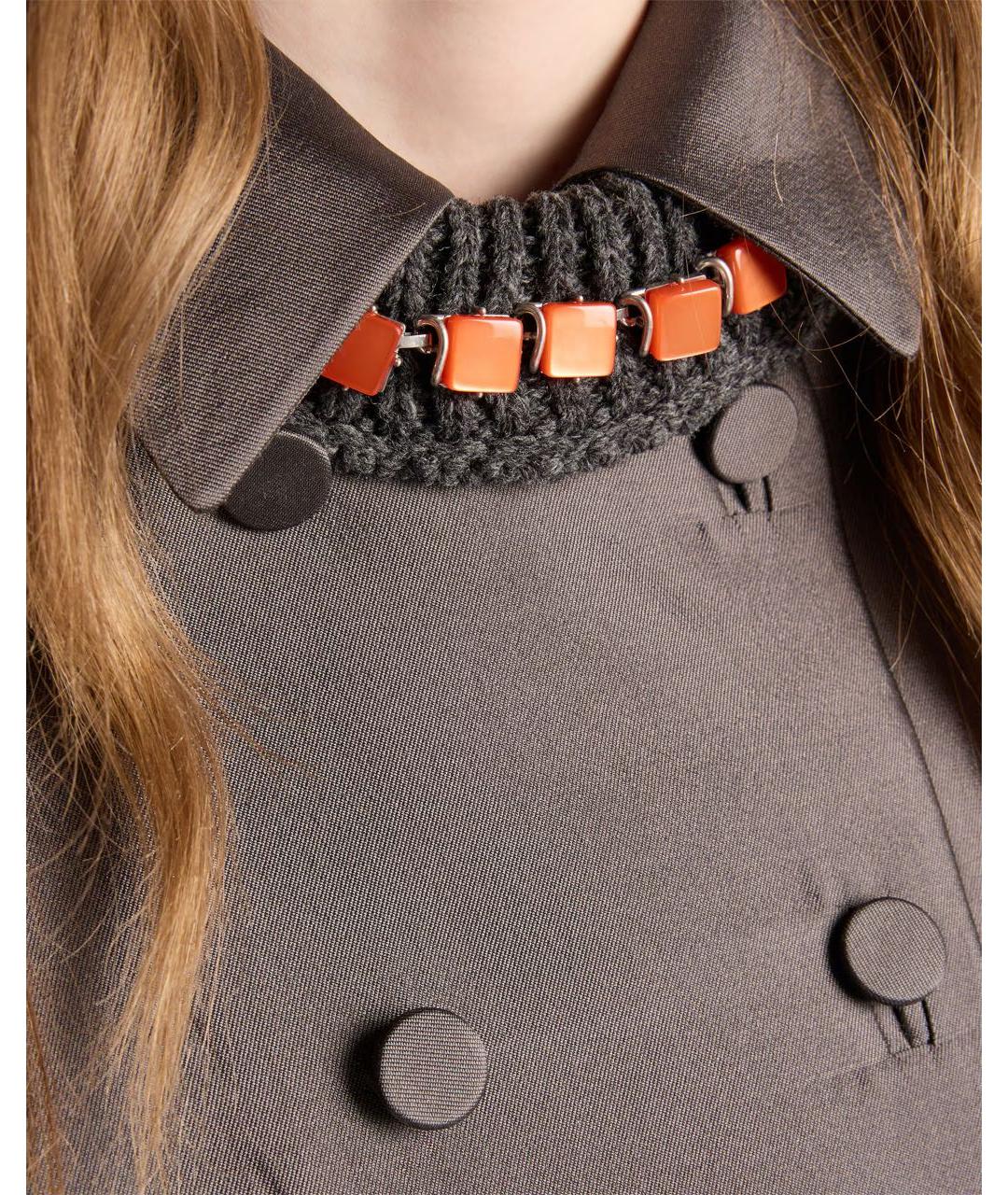 PRADA Серое шелковое пальто, фото 3