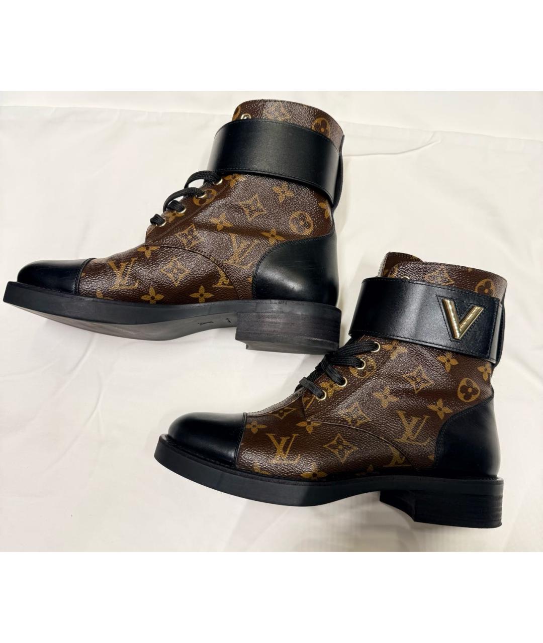 LOUIS VUITTON Коричневые кожаные ботинки, фото 5