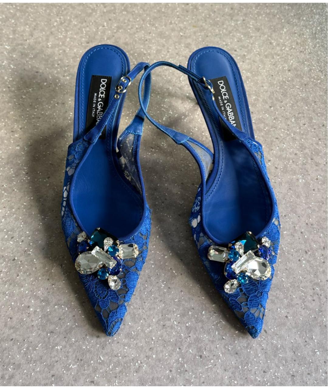 DOLCE&GABBANA Синие текстильные туфли, фото 2