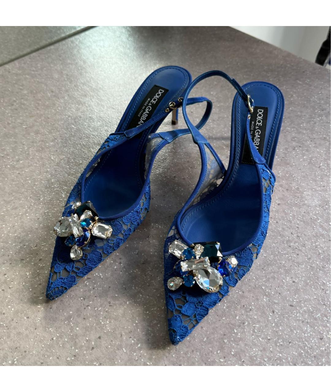 DOLCE&GABBANA Синие текстильные туфли, фото 3