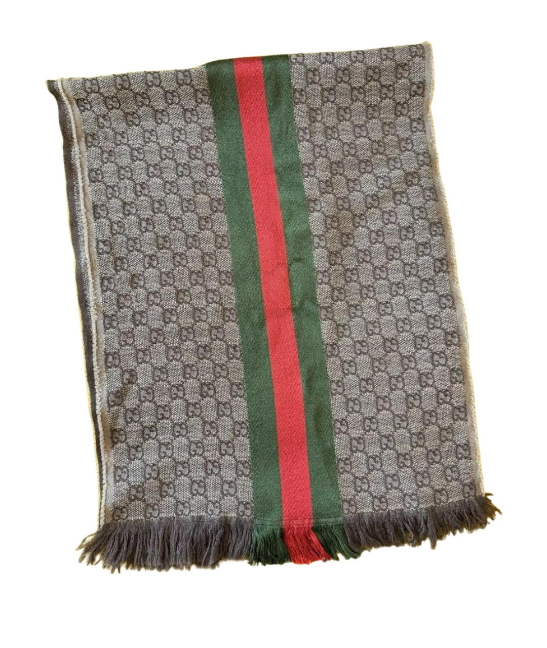 GUCCI Бежевый шерстяной шарф, фото 1