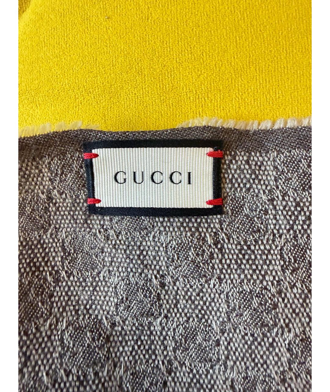 GUCCI Бежевый шерстяной шарф, фото 2