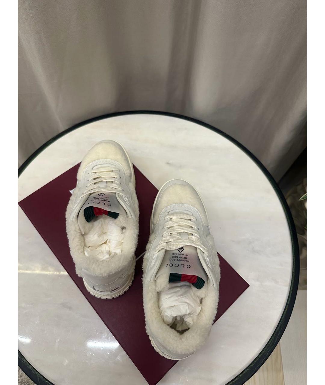 GUCCI Белые кожаные кроссовки, фото 3