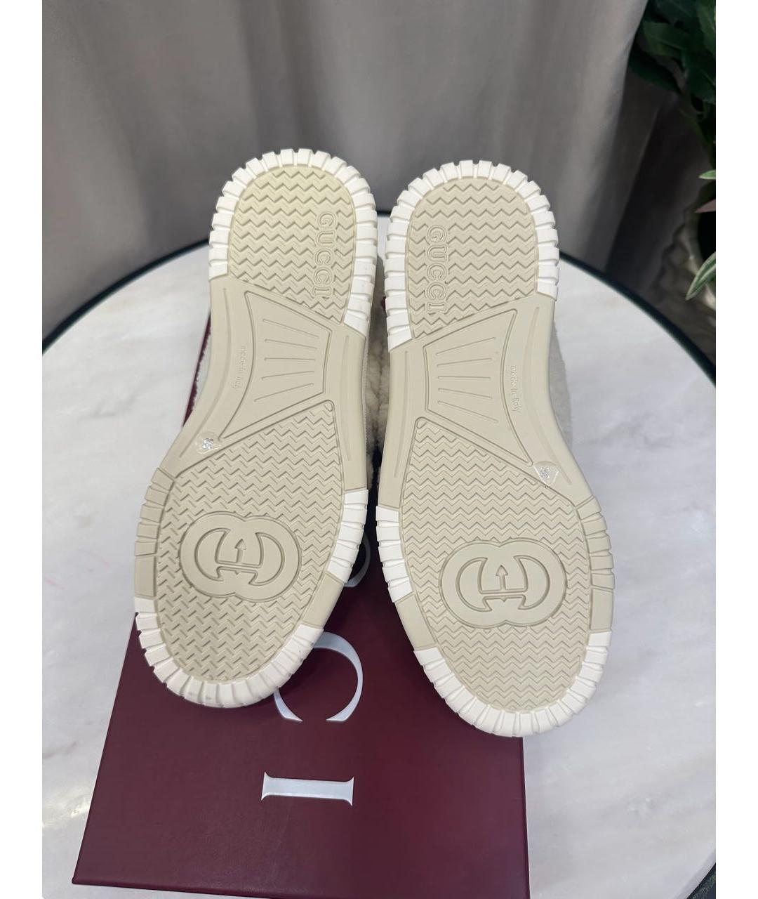 GUCCI Белые кожаные кроссовки, фото 6