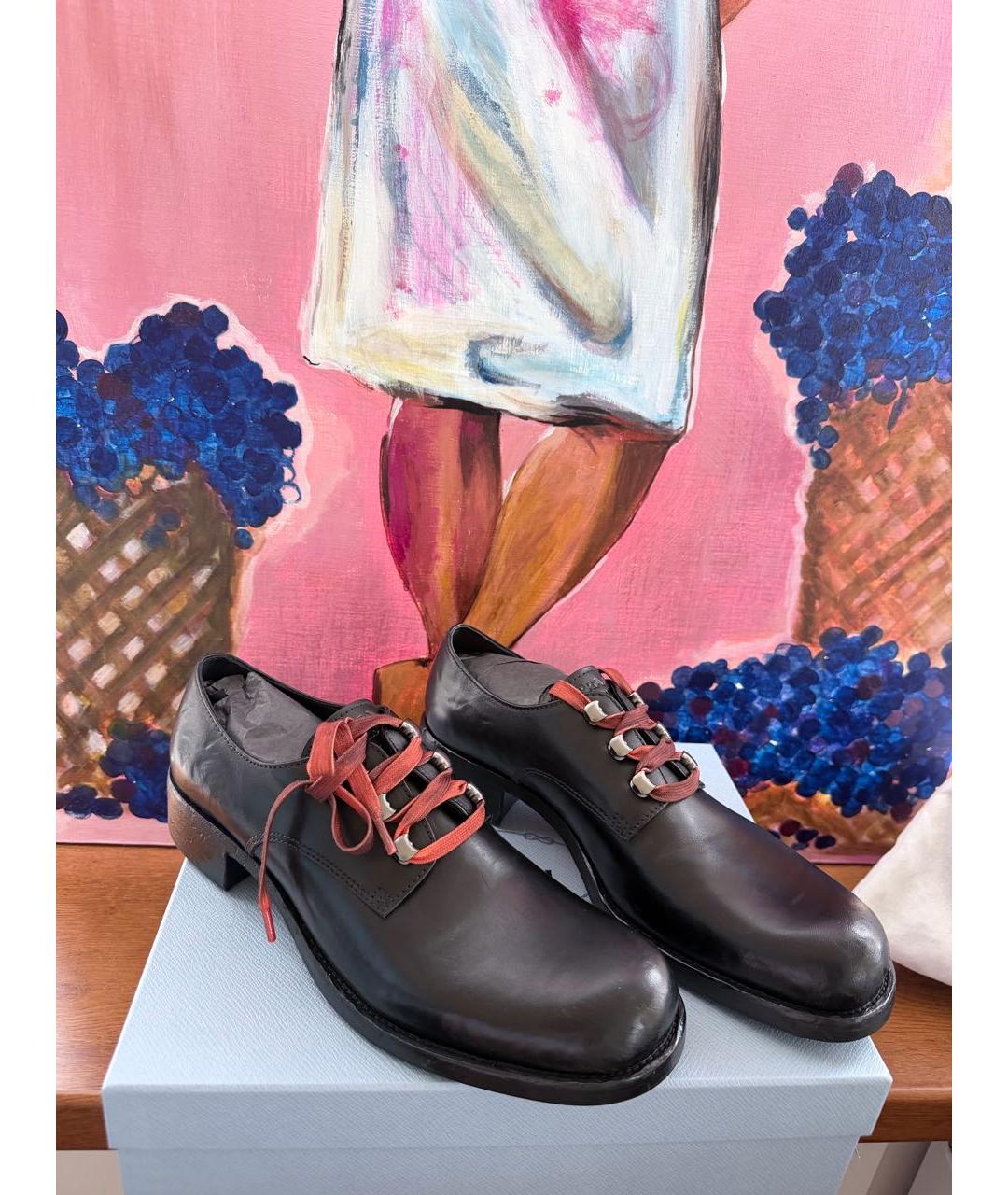 PRADA Черные кожаные ботинки, фото 2