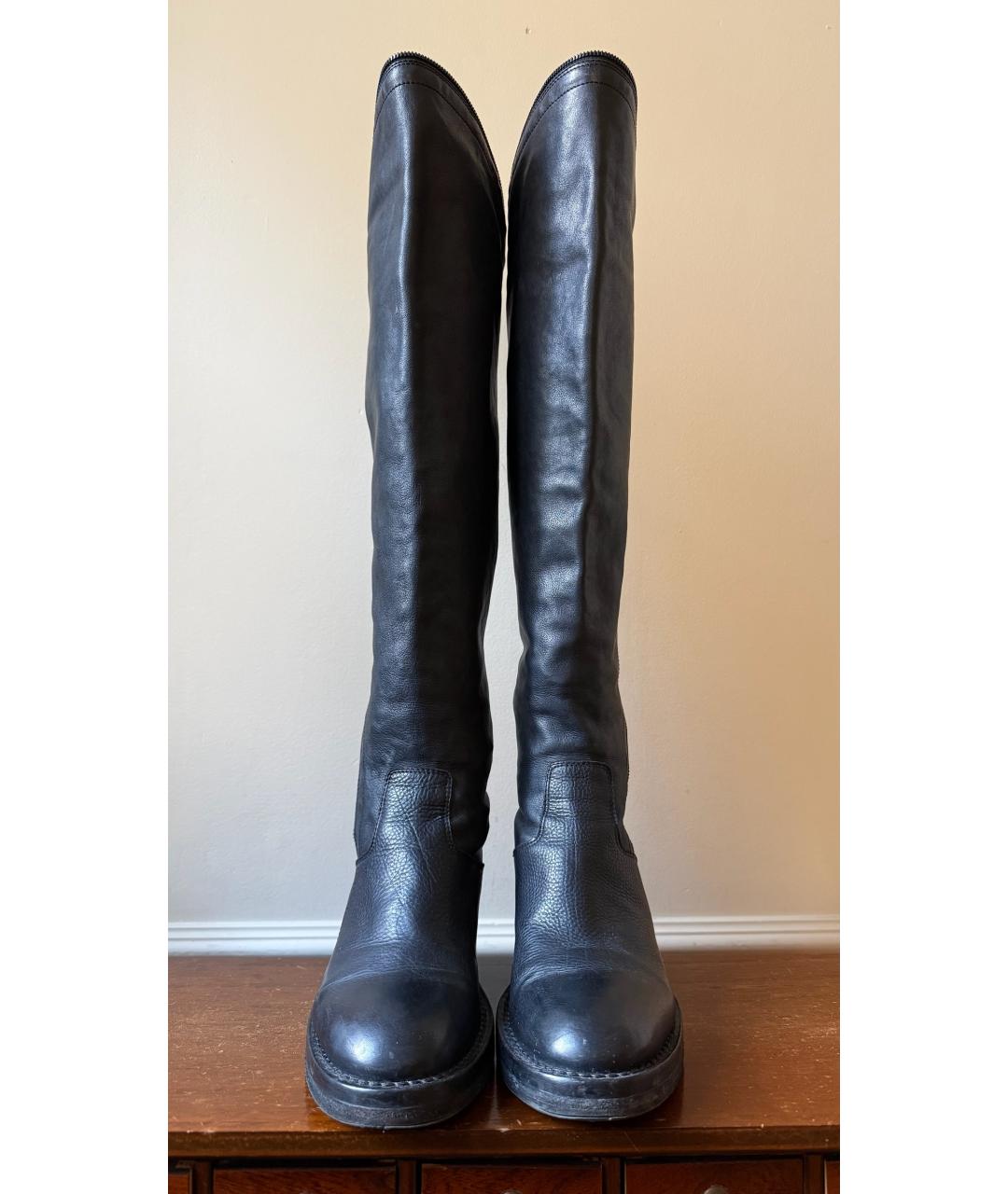 ANN DEMEULEMEESTER Черные кожаные сапоги, фото 3