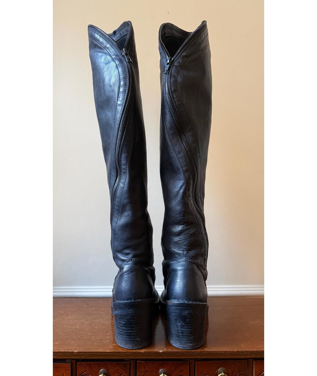 ANN DEMEULEMEESTER Черные кожаные сапоги, фото 4