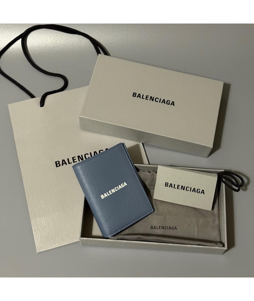 BALENCIAGA Голубой кожаный кошелек, фото 3