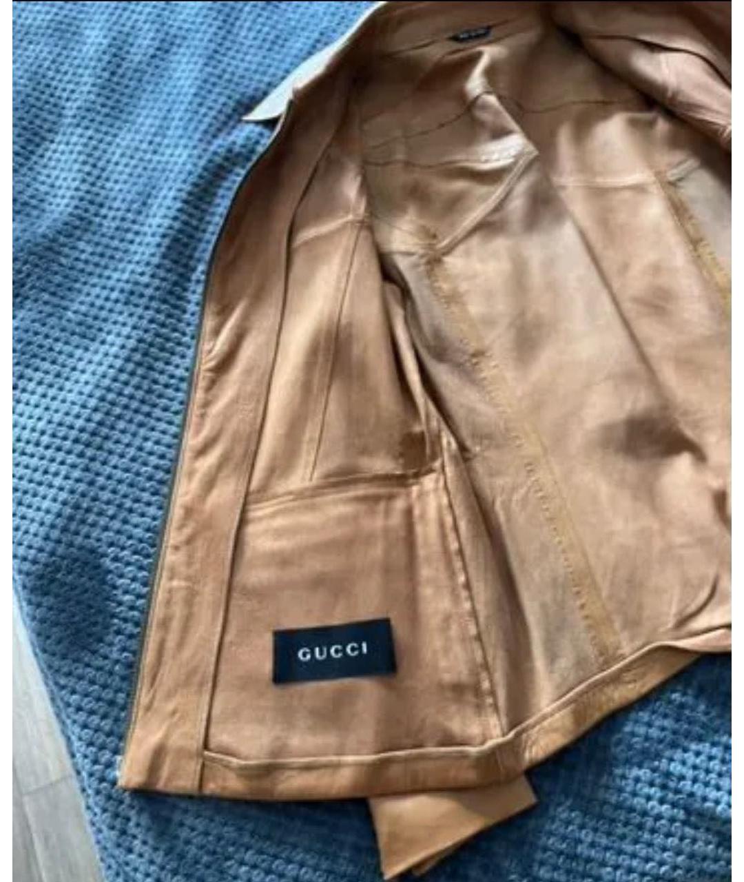 GUCCI Оранжевая кожаная куртка, фото 2